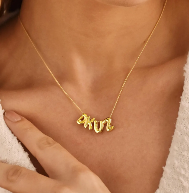 Personalized 3D Bubble Letter Necklace – Custom Name or Initial Pendant
