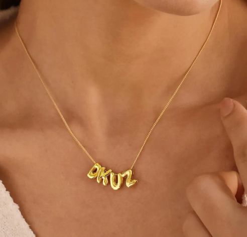 Personalized 3D Bubble Letter Necklace – Custom Name or Initial Pendant