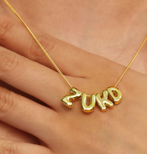 Personalized 3D Bubble Letter Necklace – Custom Name or Initial Pendant